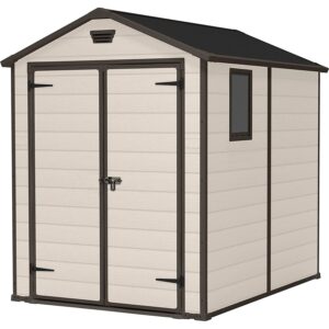 Keter 6′ x 8′ Manor Plastic Garden Storage Shed – Beige